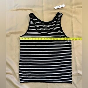 🌟 J Crew Pima Cotton Black White Striped Tank Top XS